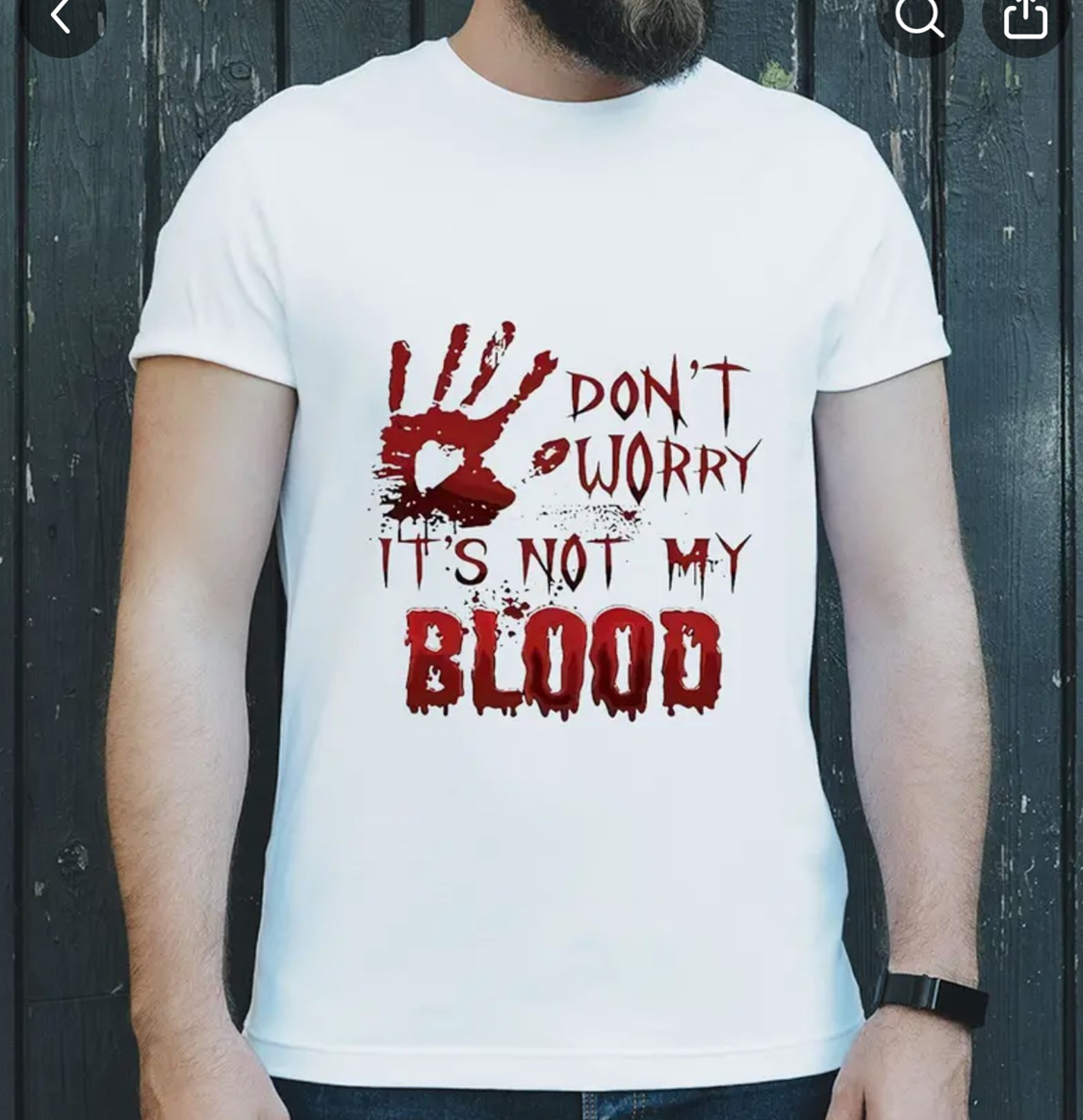 "It's Not My Blood" Halloween Unisex White Soft Style Cotton T-Shirt - Vinyl Graphic