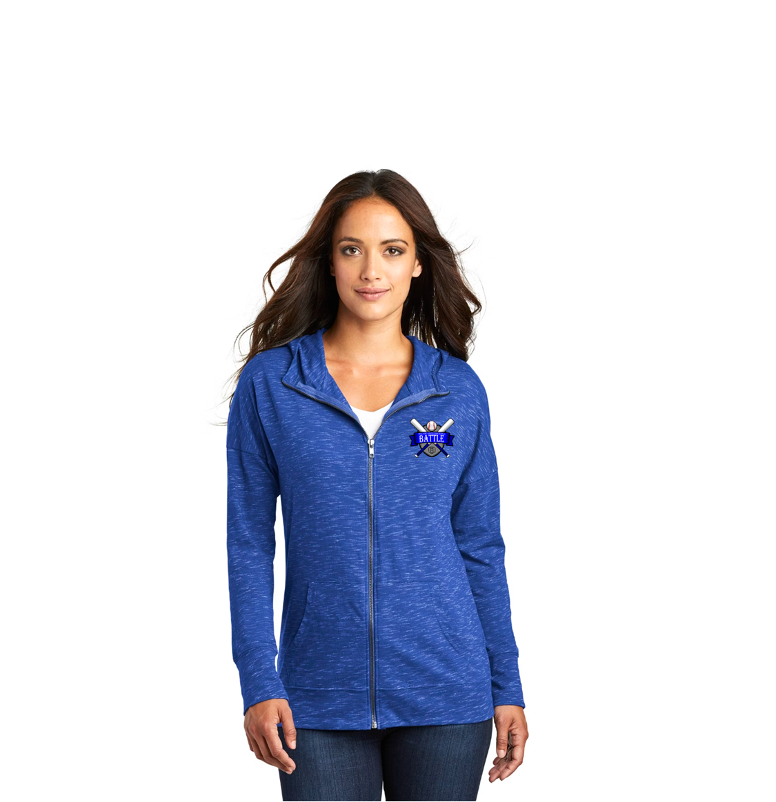 Ladies Long Sleeve Full Zip Hoodie with Logo