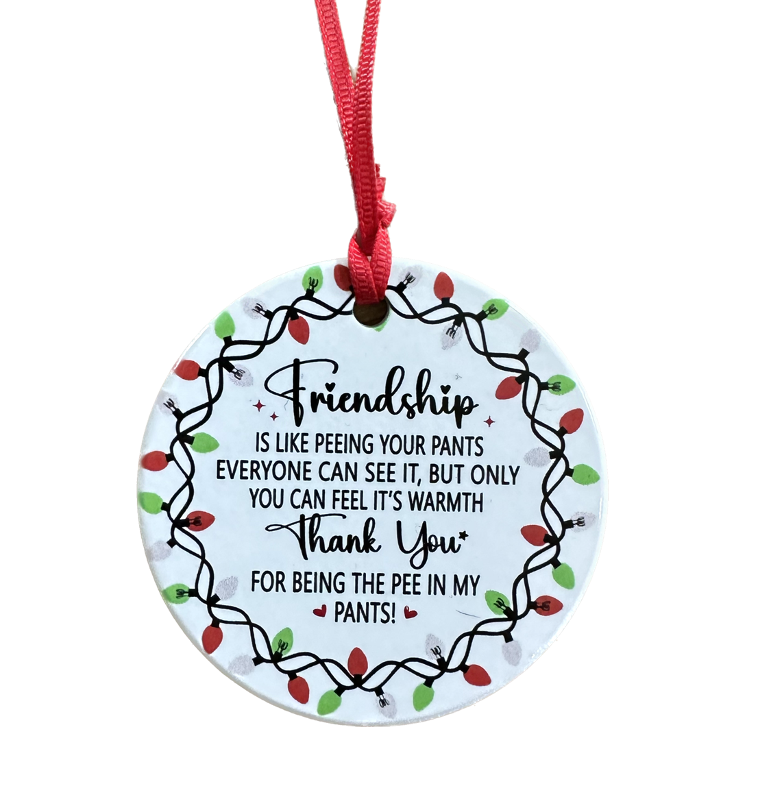 Flat Ceramic Friendship Ornament - Printing on one side only