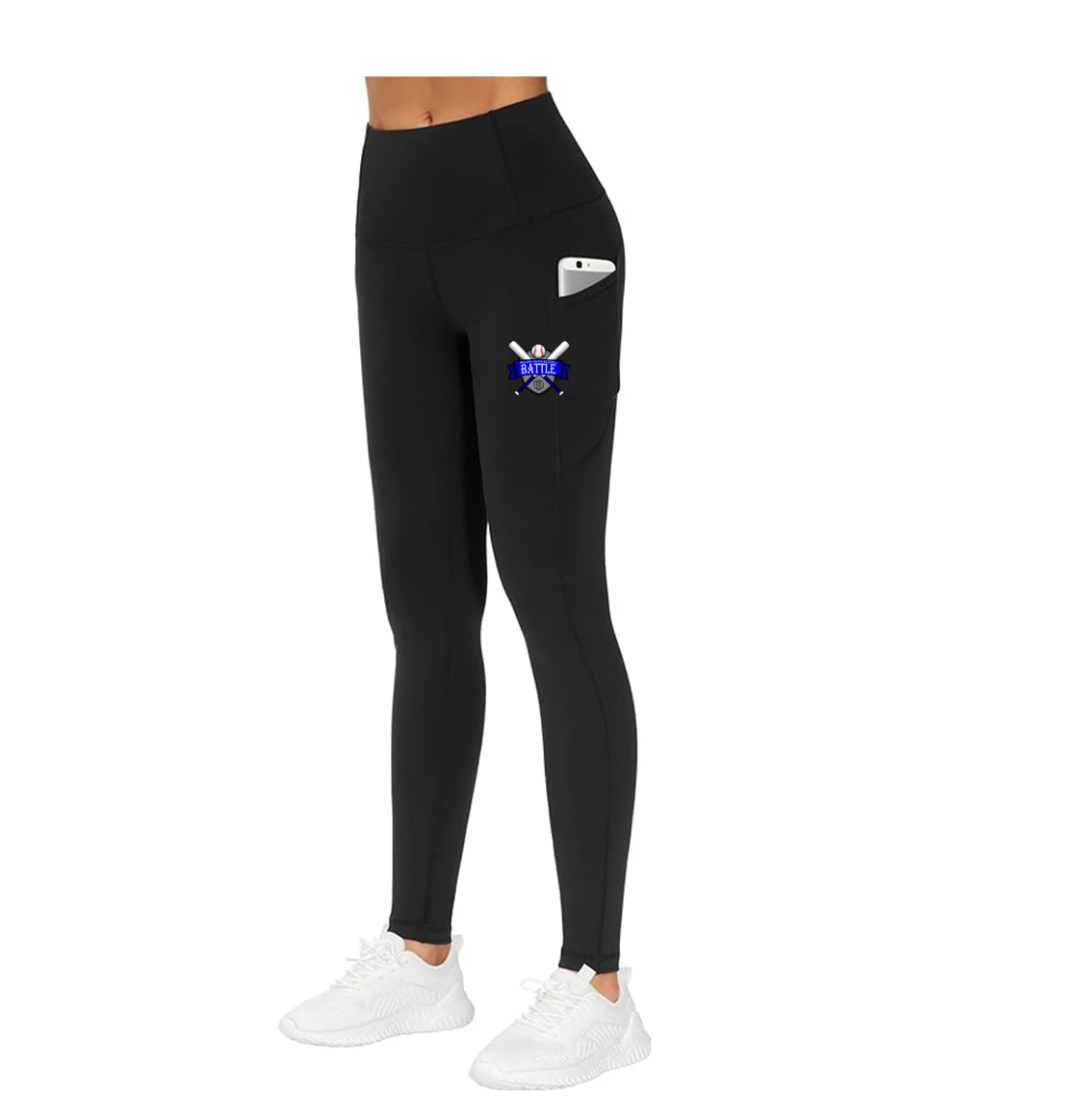 Tummy Control Thick High Waisted Yoga Pants with Pockets - Includes Logo