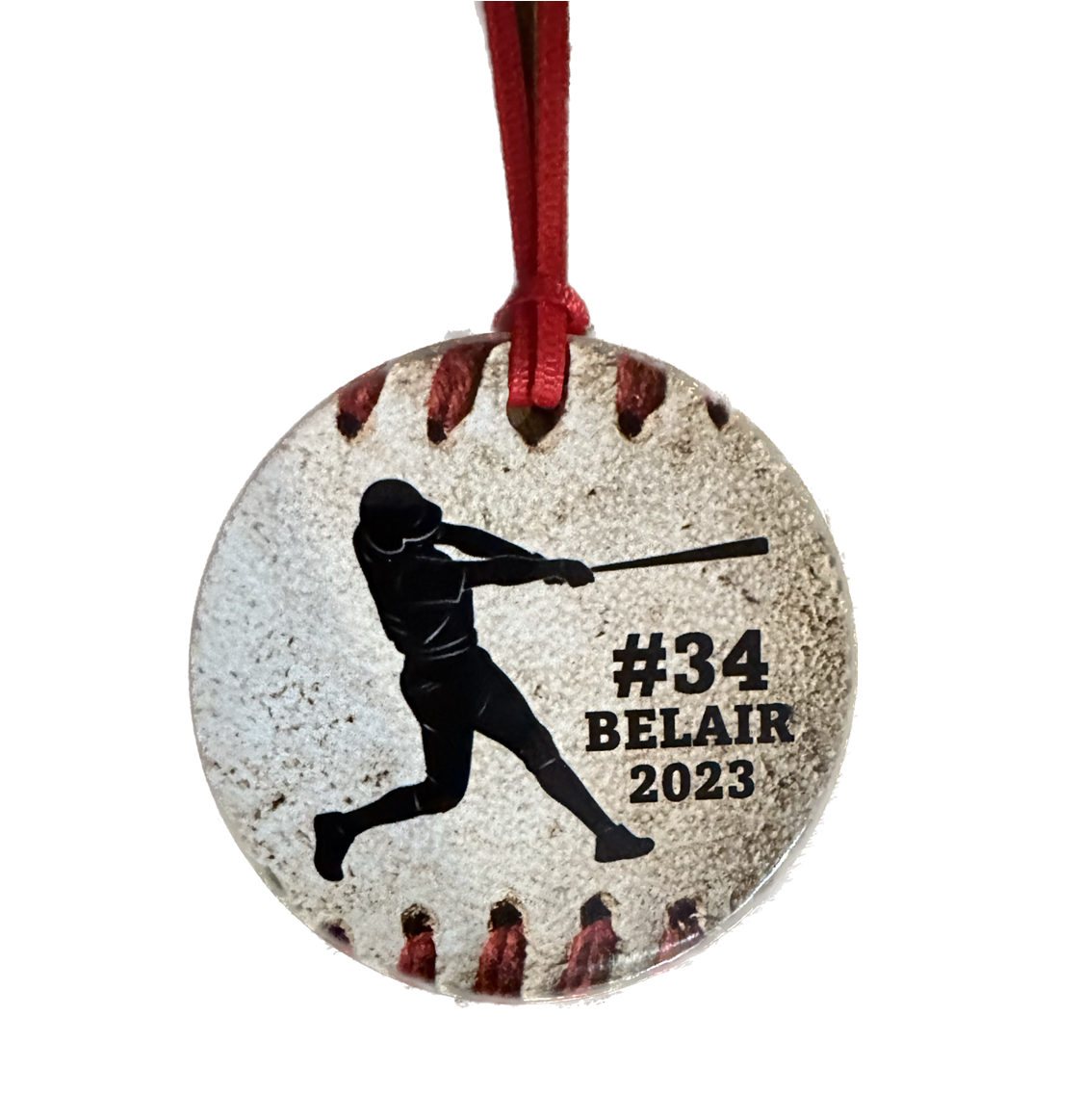 Custom Flat Ceramic Baseball Ornament - Printing on one side only